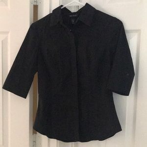 WHBM black 3/4 sleeve button up